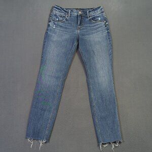 Silver Jeans Women's 28x29 Blue Boyfriend Mid Rise Denim Ankle Fray